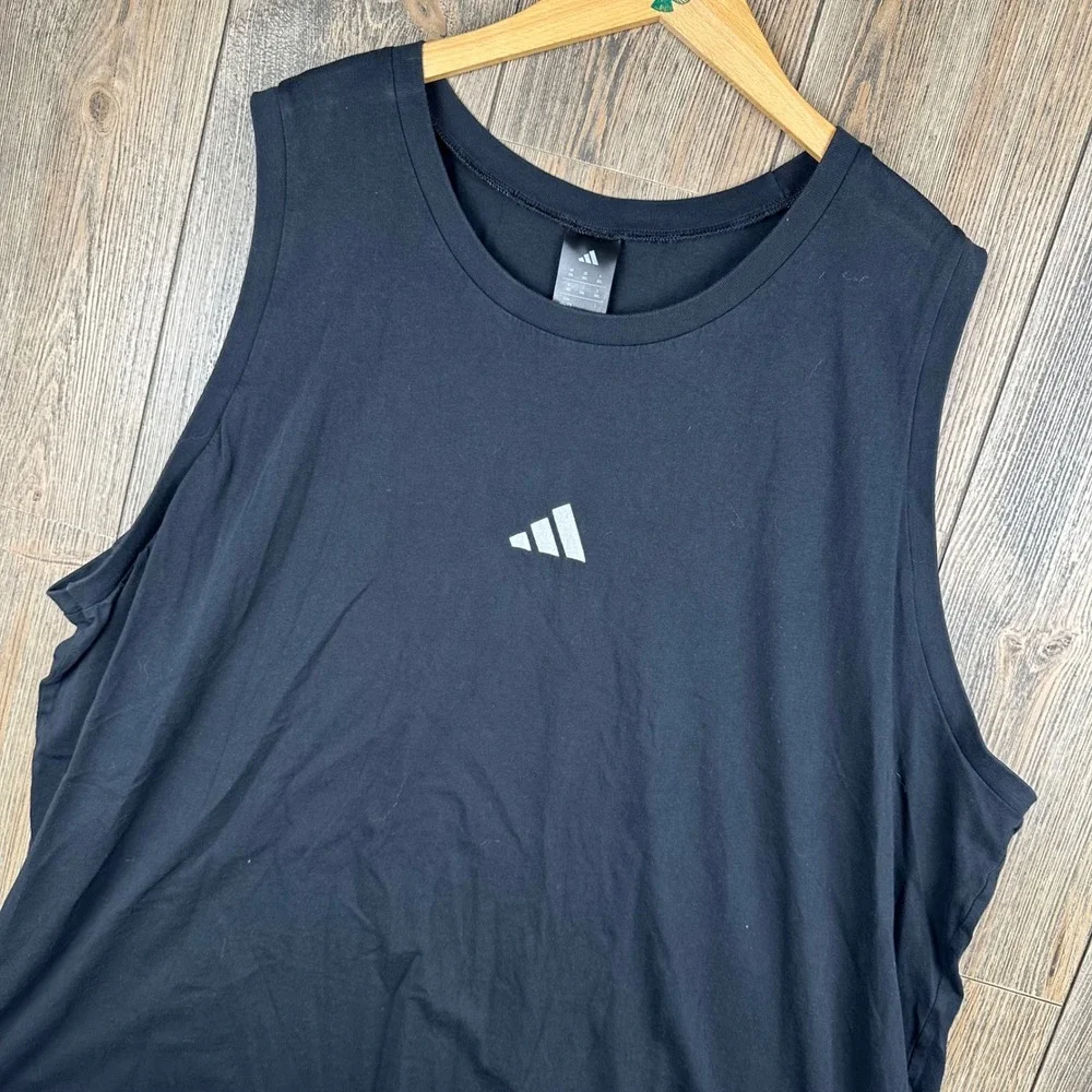 Adidas Mens 3XL Black Sleeveless Training Tank Top JE8986 Logo Gym Shirt